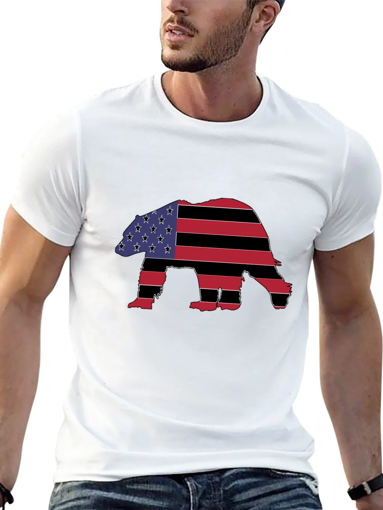 Rebbecca American Flag Bear Graphic T-Shirt