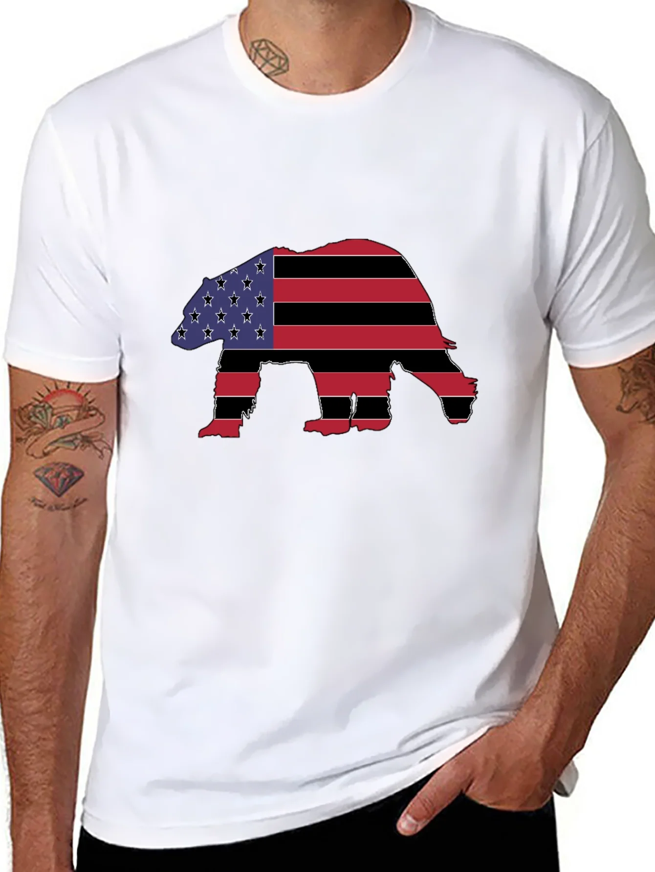 Rebbecca American Flag Bear Graphic T-Shirt