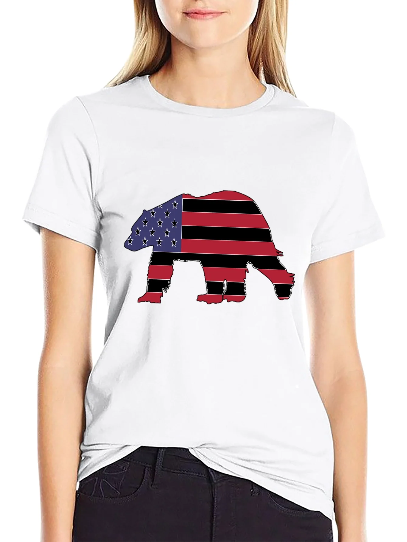 Rebbecca American Flag Bear Graphic T-Shirt