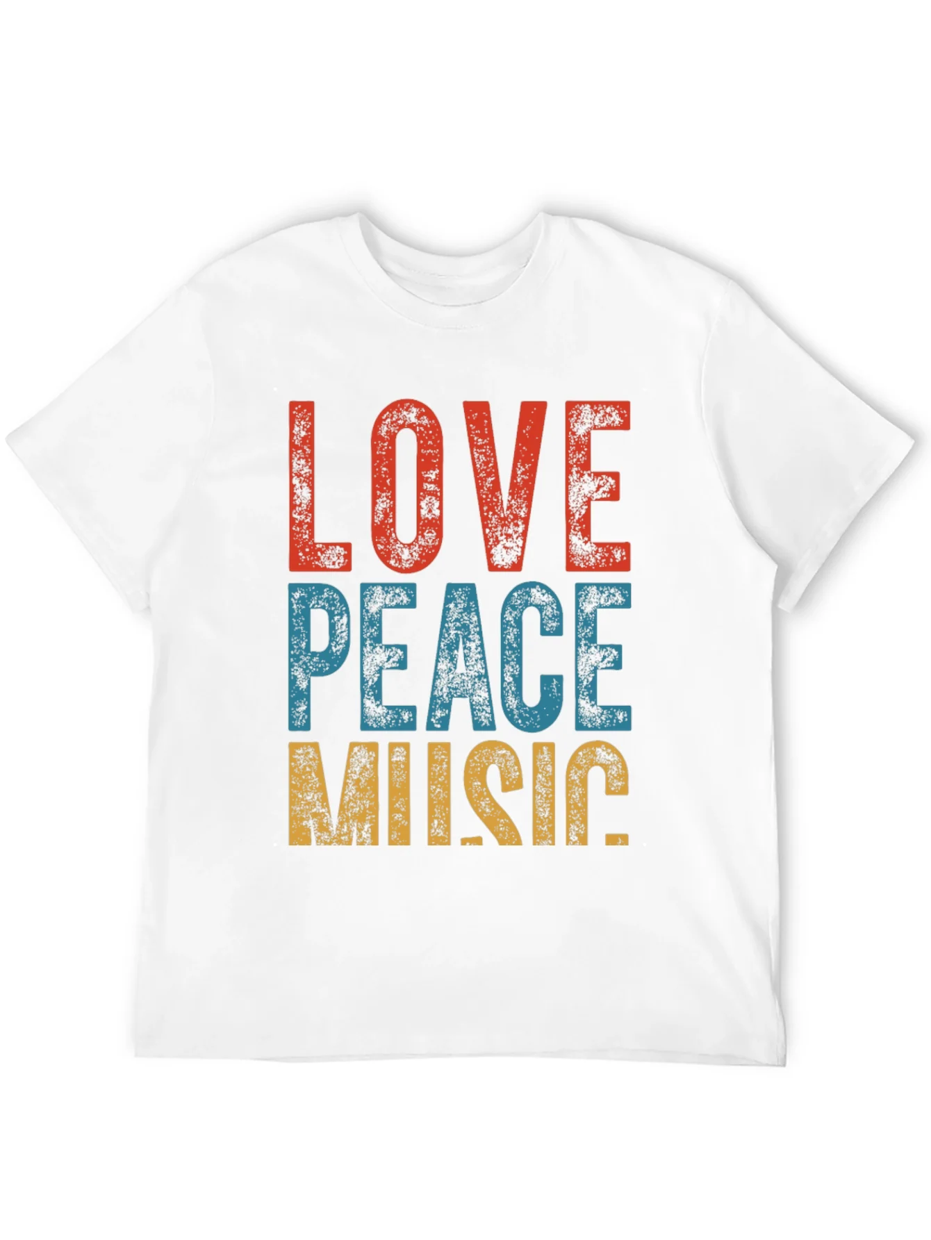 Camiseta Hombre: Amor Paz M¨²sica - Estilo Retro