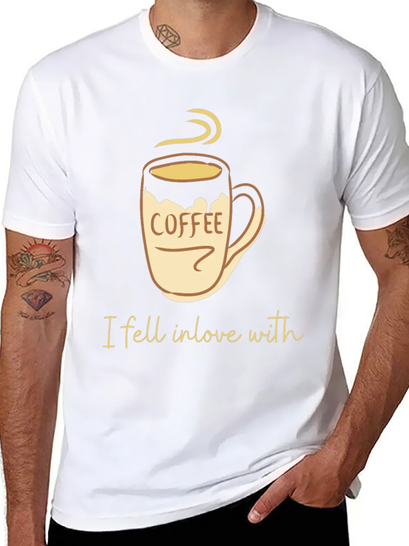Camiseta Negra con Dise?o de Taza de Caf¨¦
