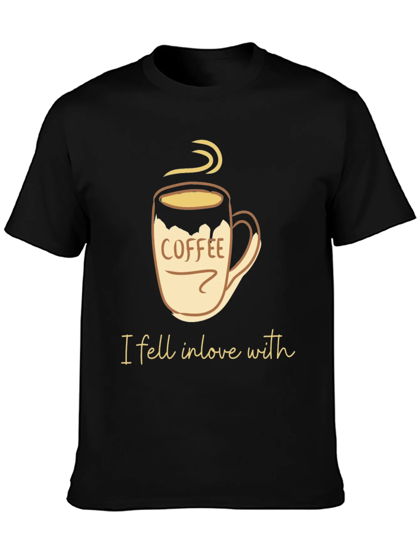 Camiseta Negra con Dise?o de Taza de Caf¨¦