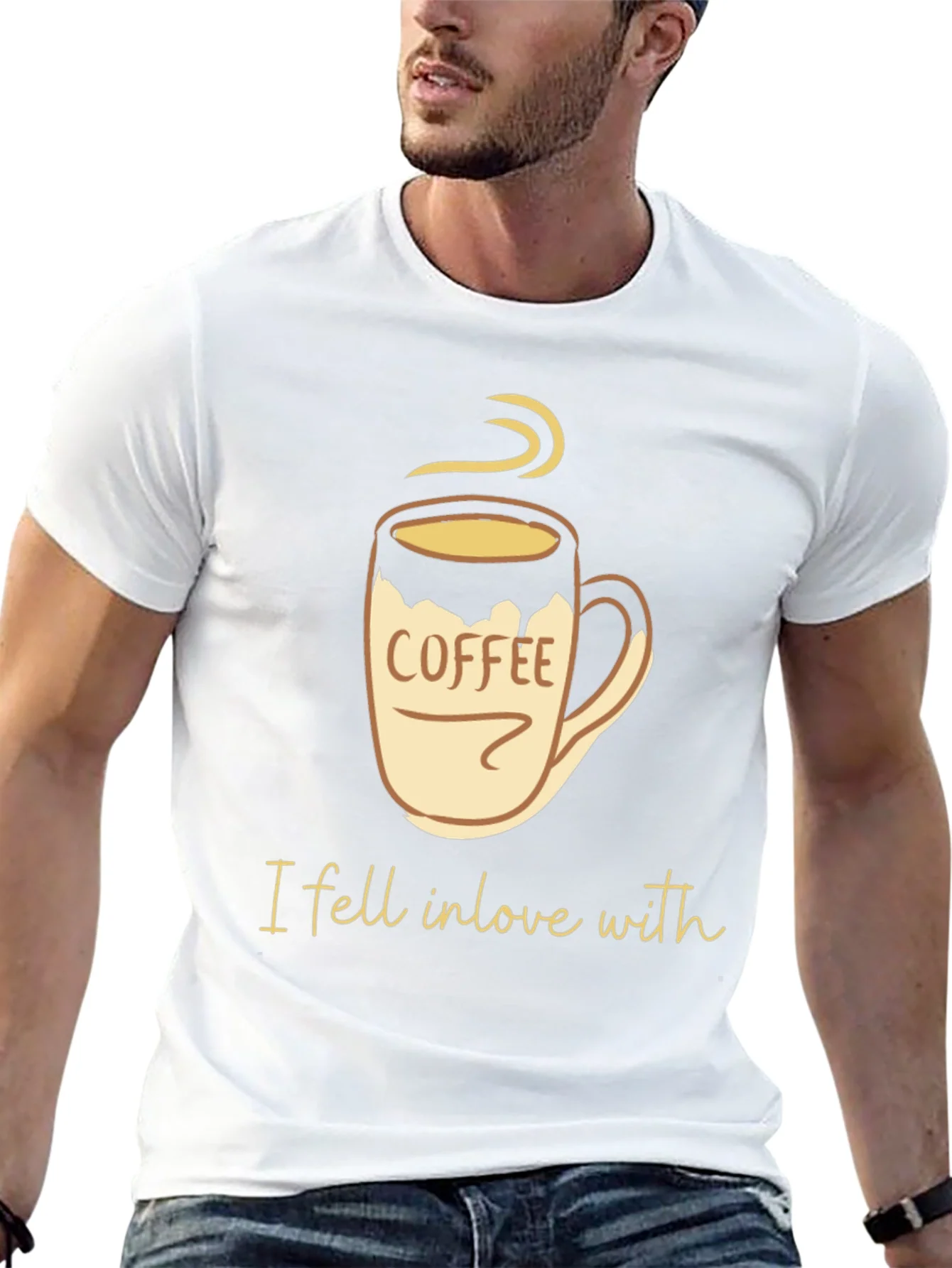 Camiseta Negra con Dise?o de Taza de Caf¨¦