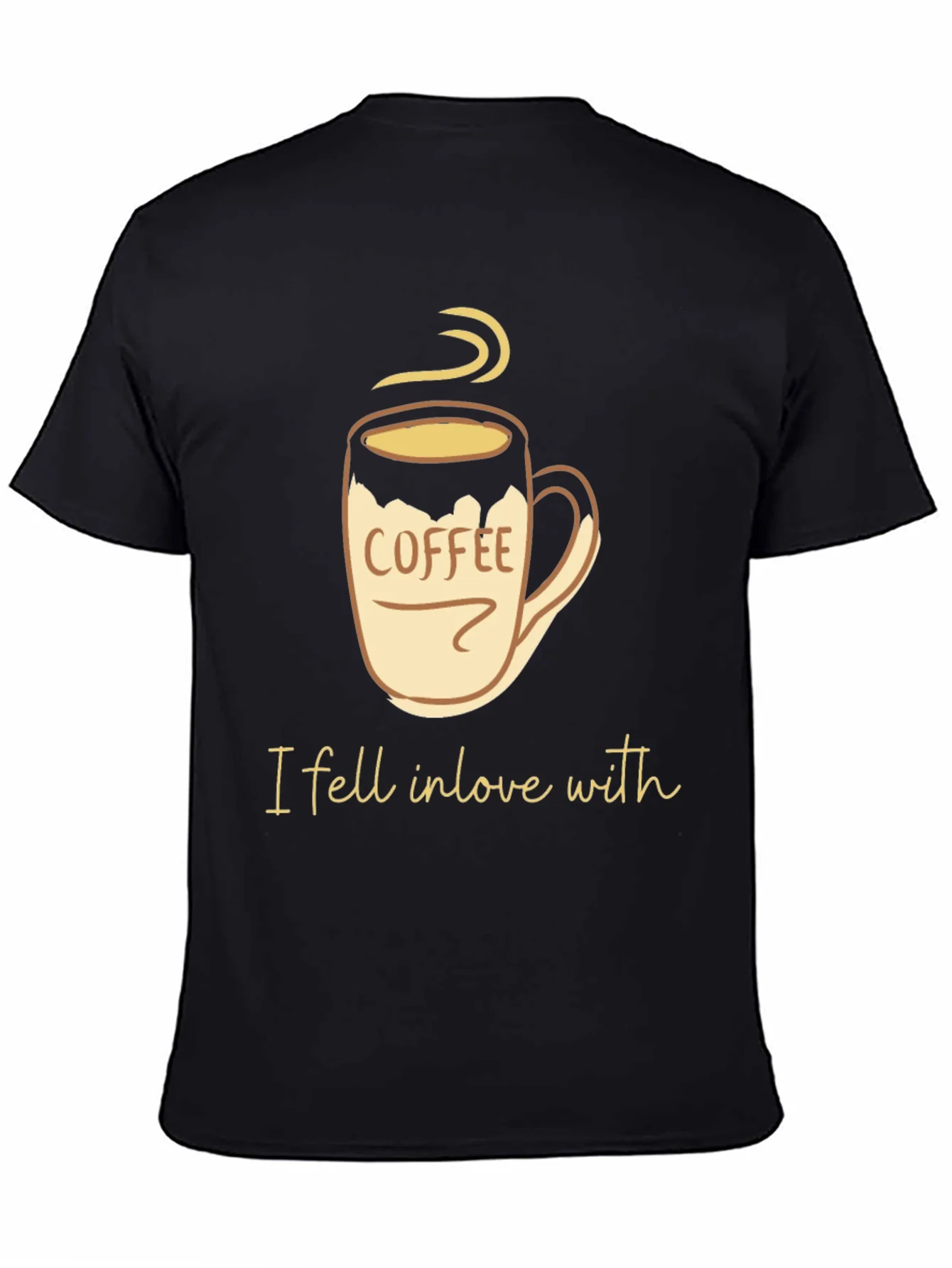 Camiseta Negra con Dise?o de Taza de Caf¨¦