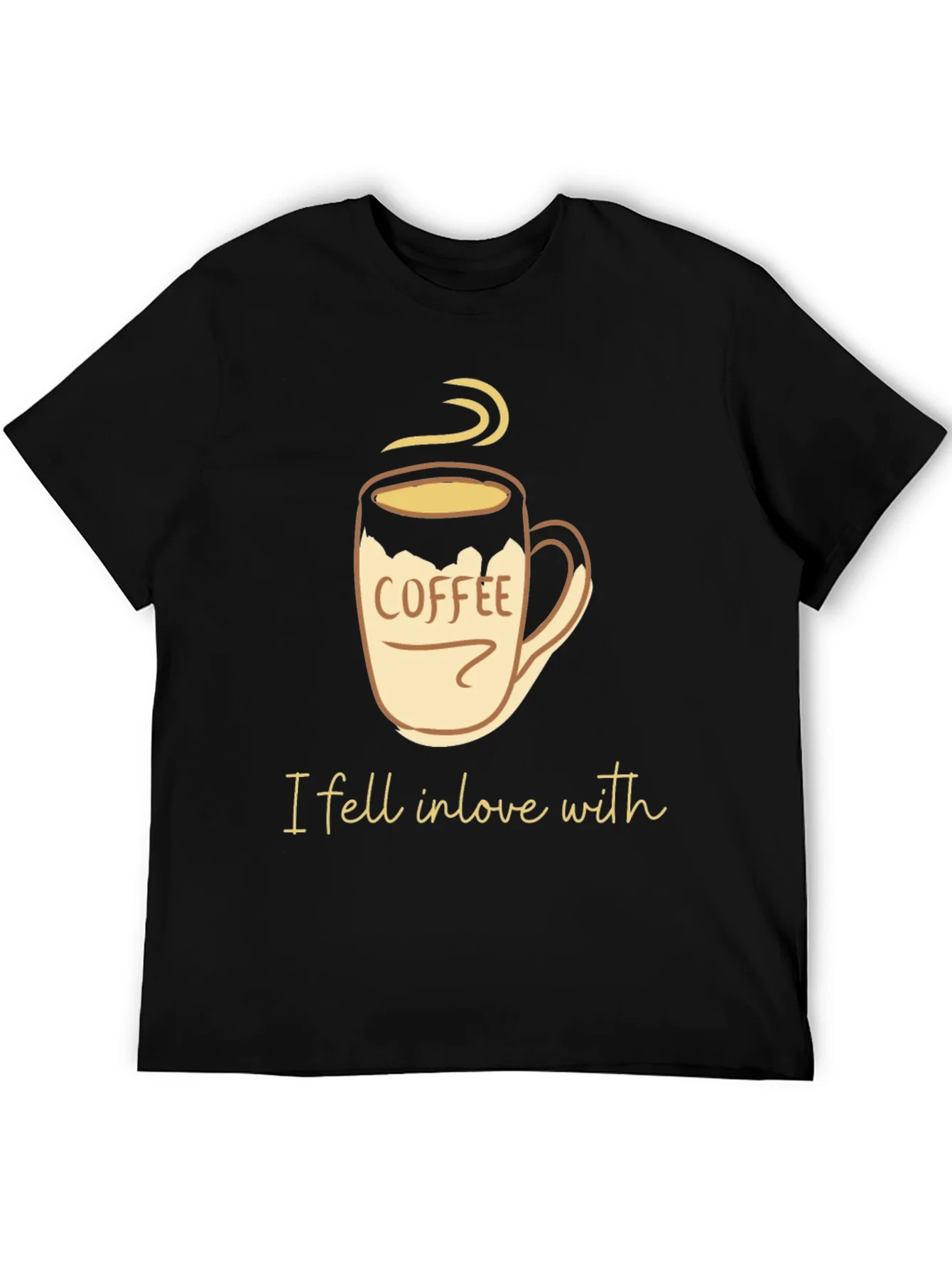 Camiseta Negra con Dise?o de Taza de Caf¨¦