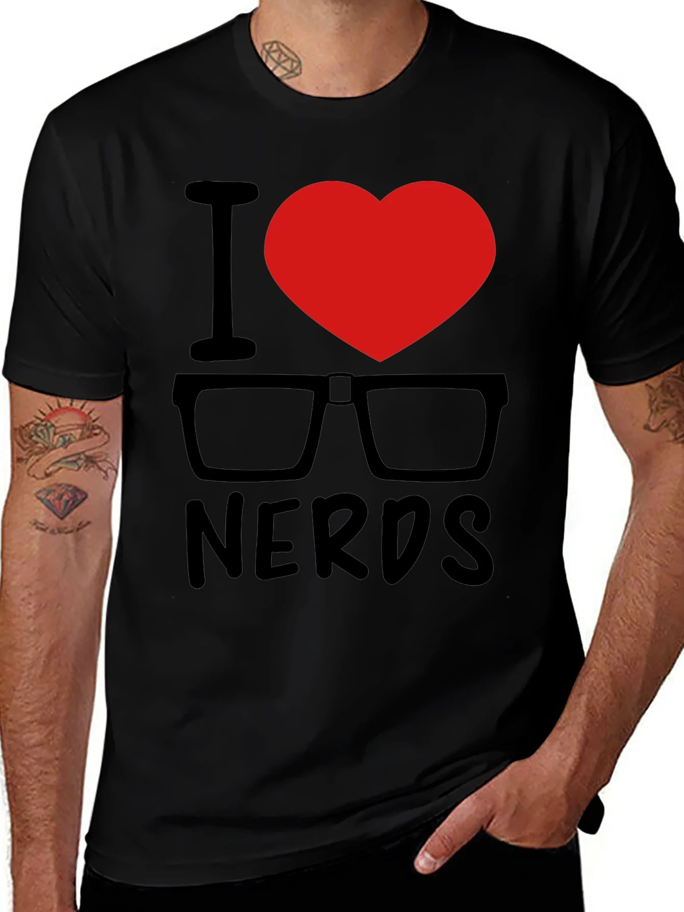 Rebbecca I Heart Nerds Black Graphic Tee