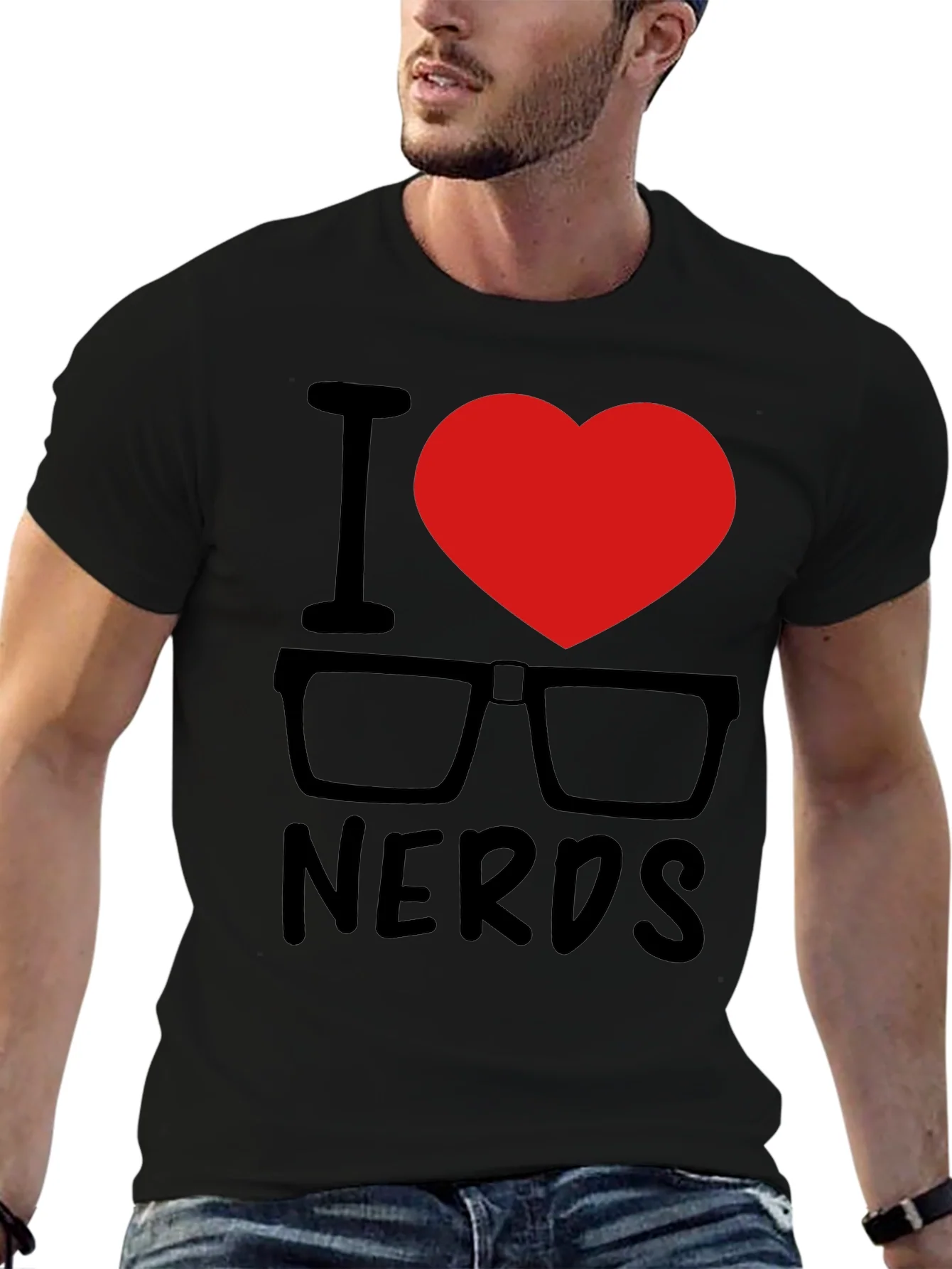 Rebbecca I Heart Nerds Black Graphic Tee
