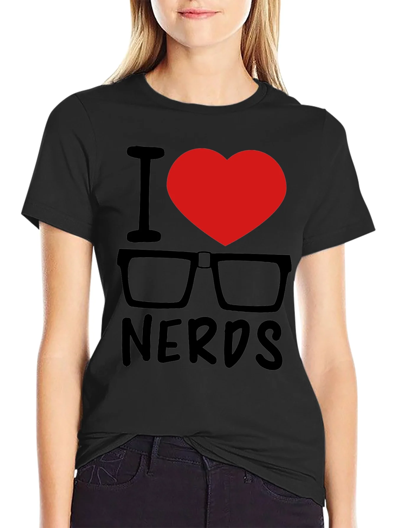 Rebbecca I Heart Nerds Black Graphic Tee