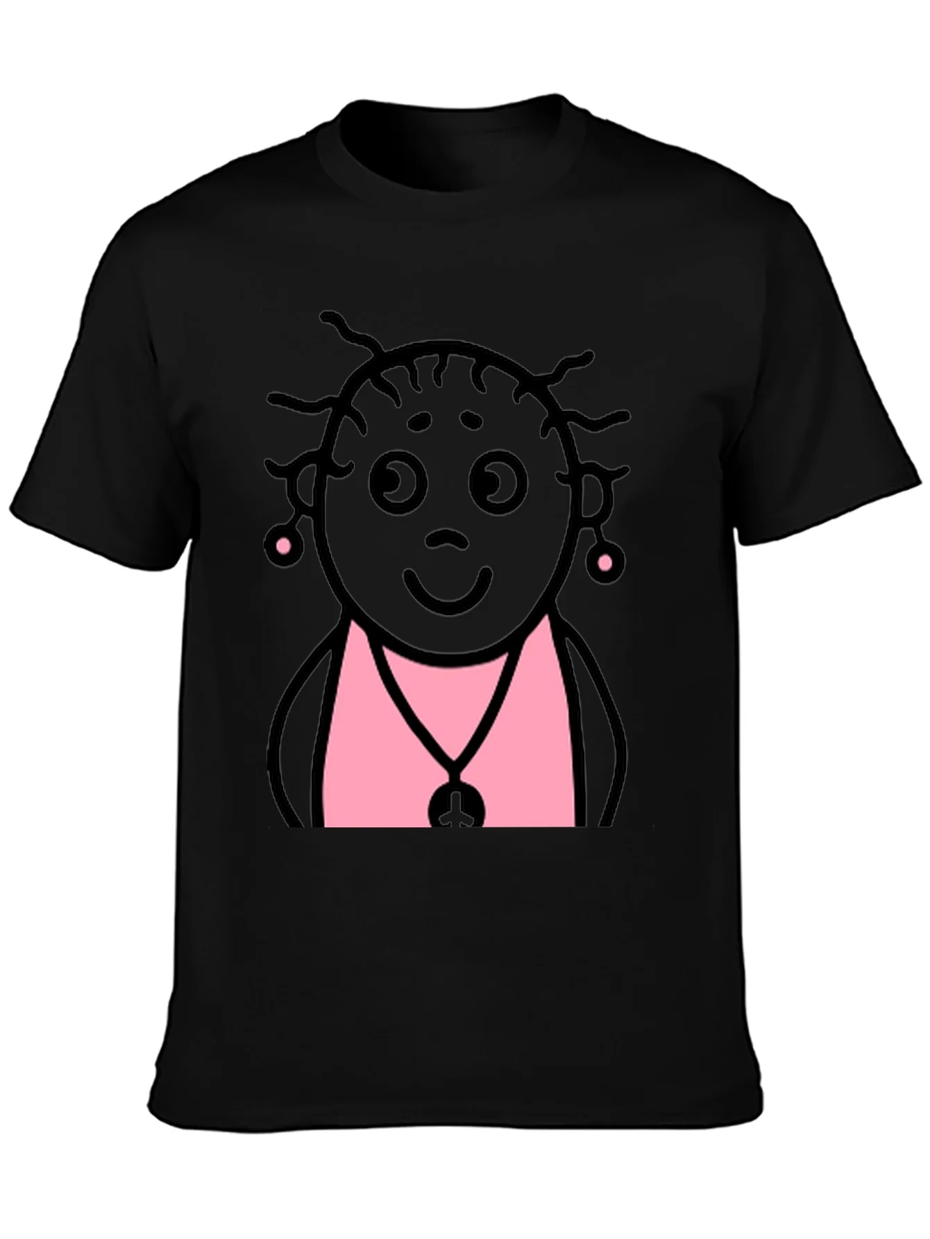 Rebbecca Fun Cartoon Graphic Print Black T-Shirt