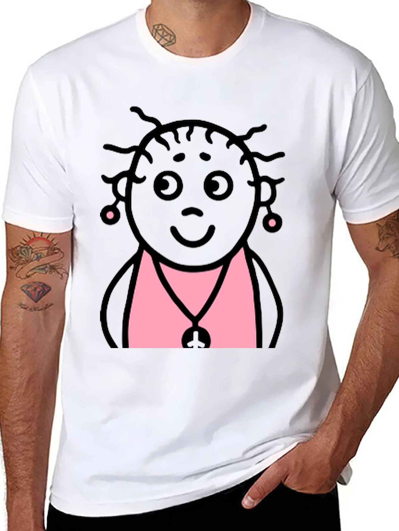 Rebbecca Fun Cartoon Graphic Print Black T-Shirt