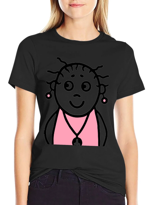 Rebbecca Fun Cartoon Graphic Print Black T-Shirt