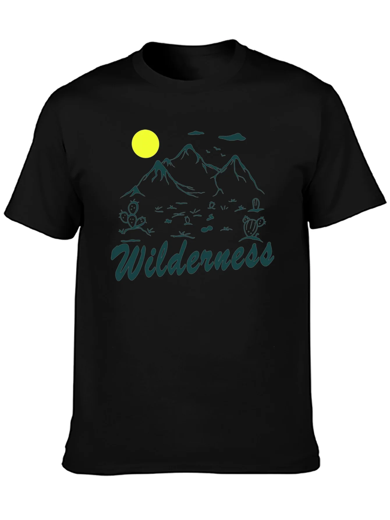 Camiseta Negra Estampado Wilderness