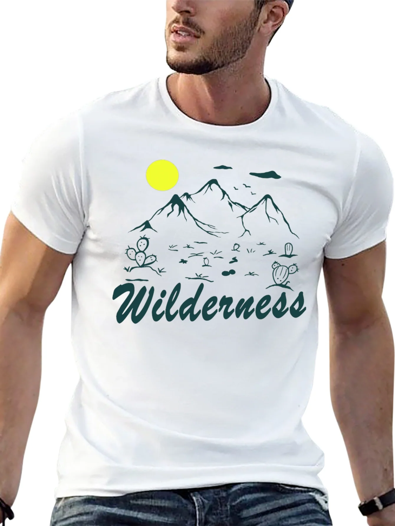 Camiseta Negra Estampado Wilderness