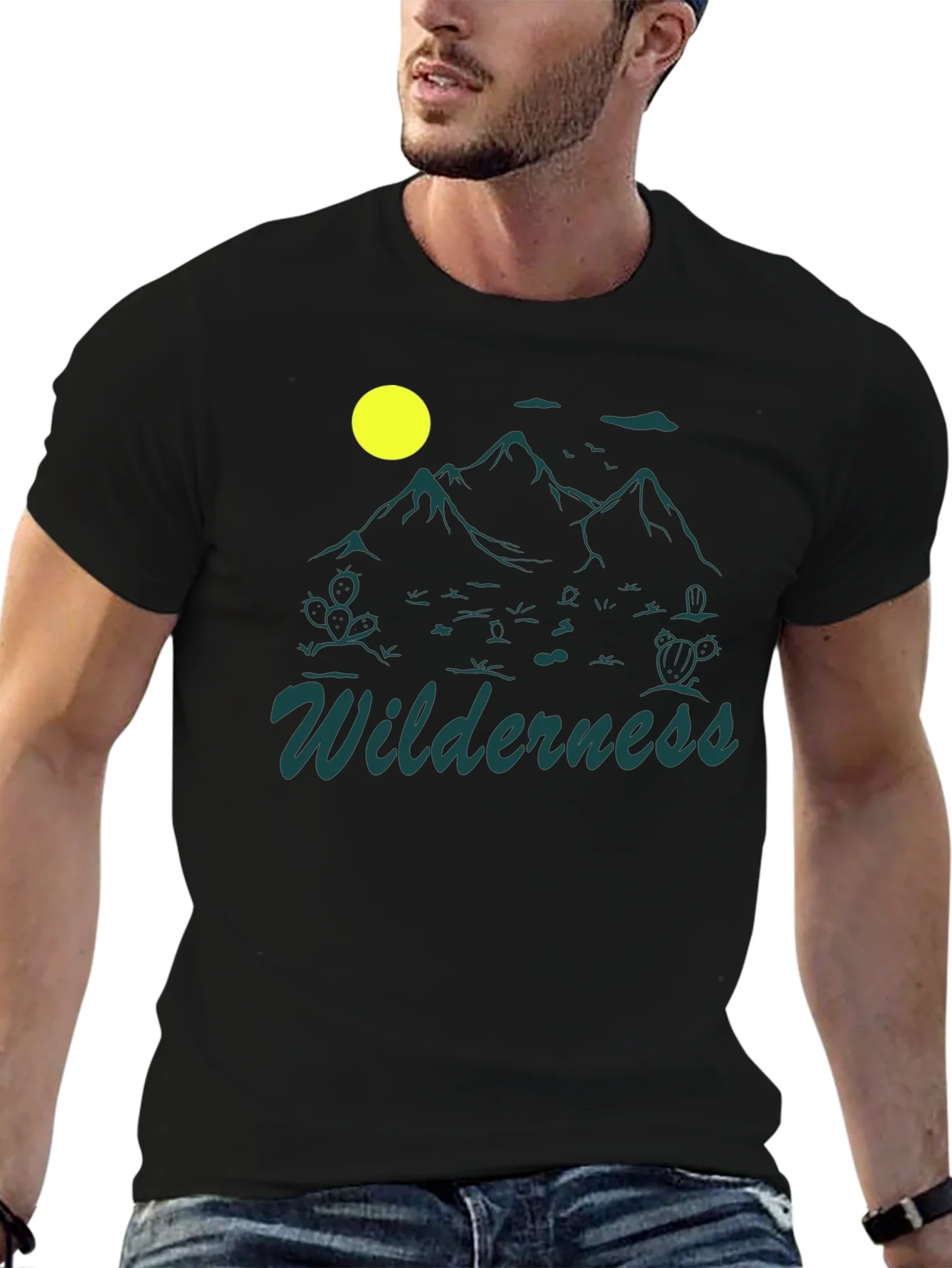 Camiseta Negra Estampado Wilderness