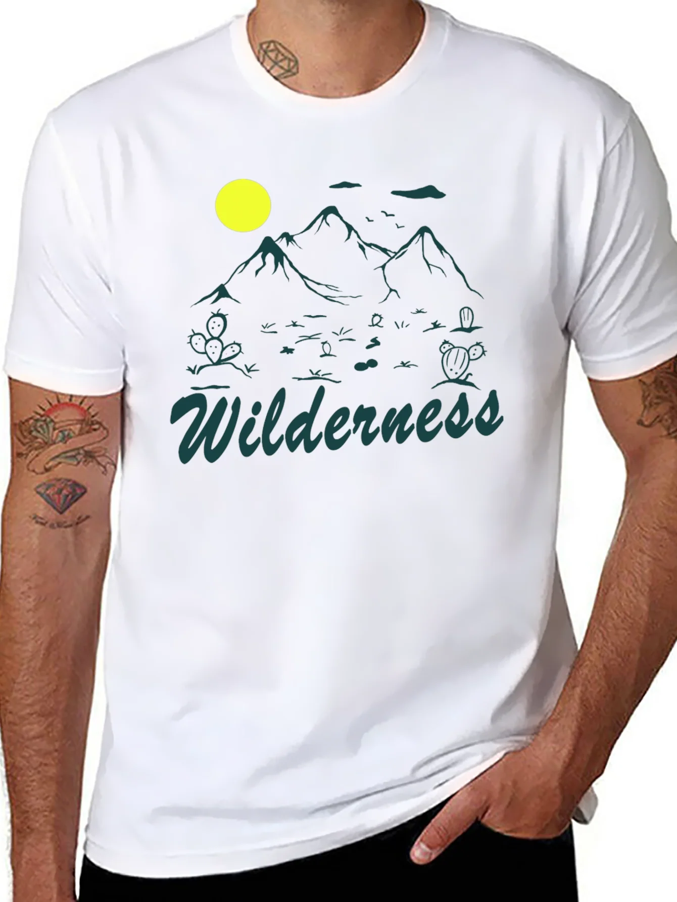 Camiseta Negra Estampado Wilderness