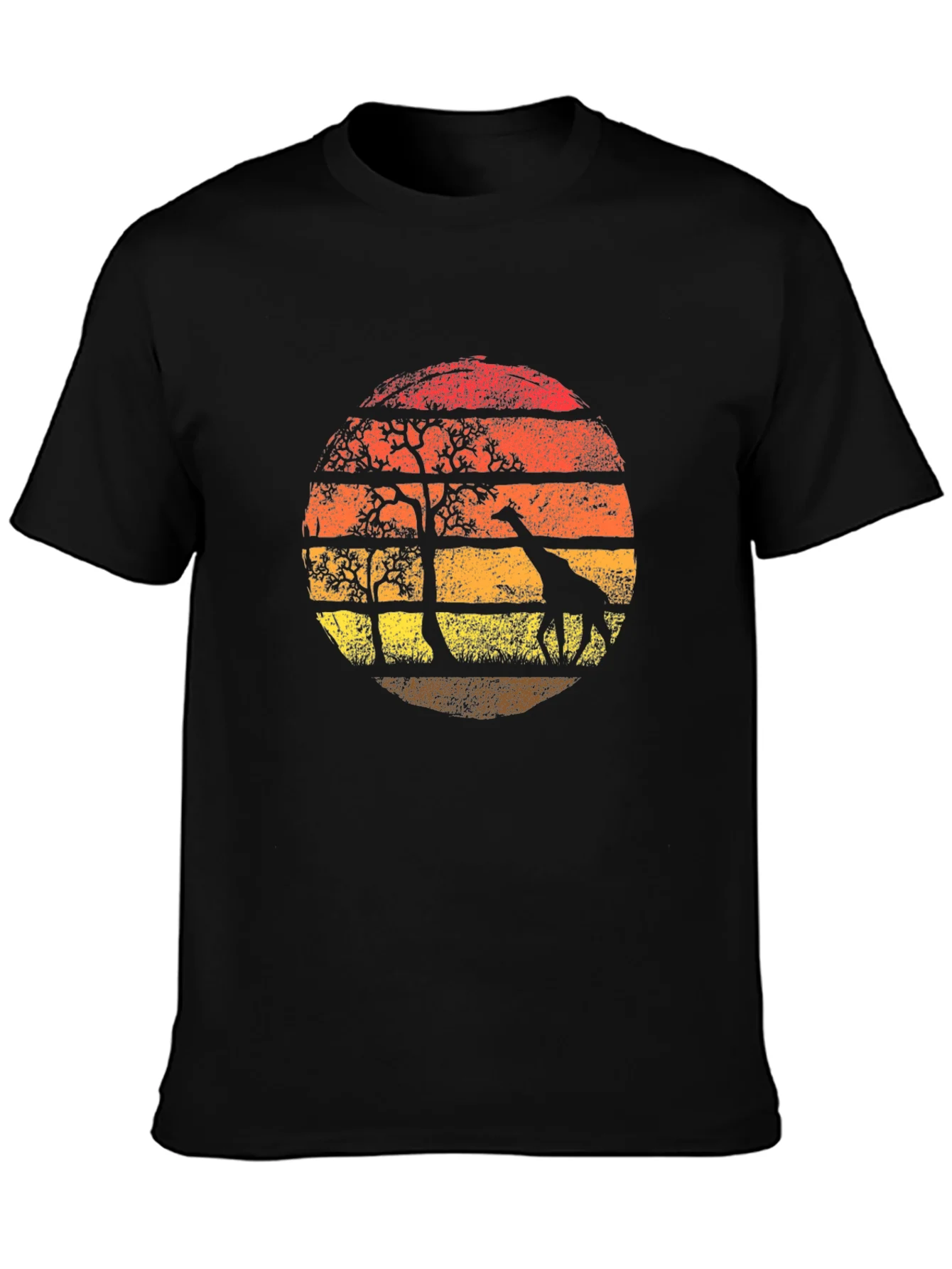 Rebbecca Giraffe Sunset Graphic Tee - Black T-Shirt