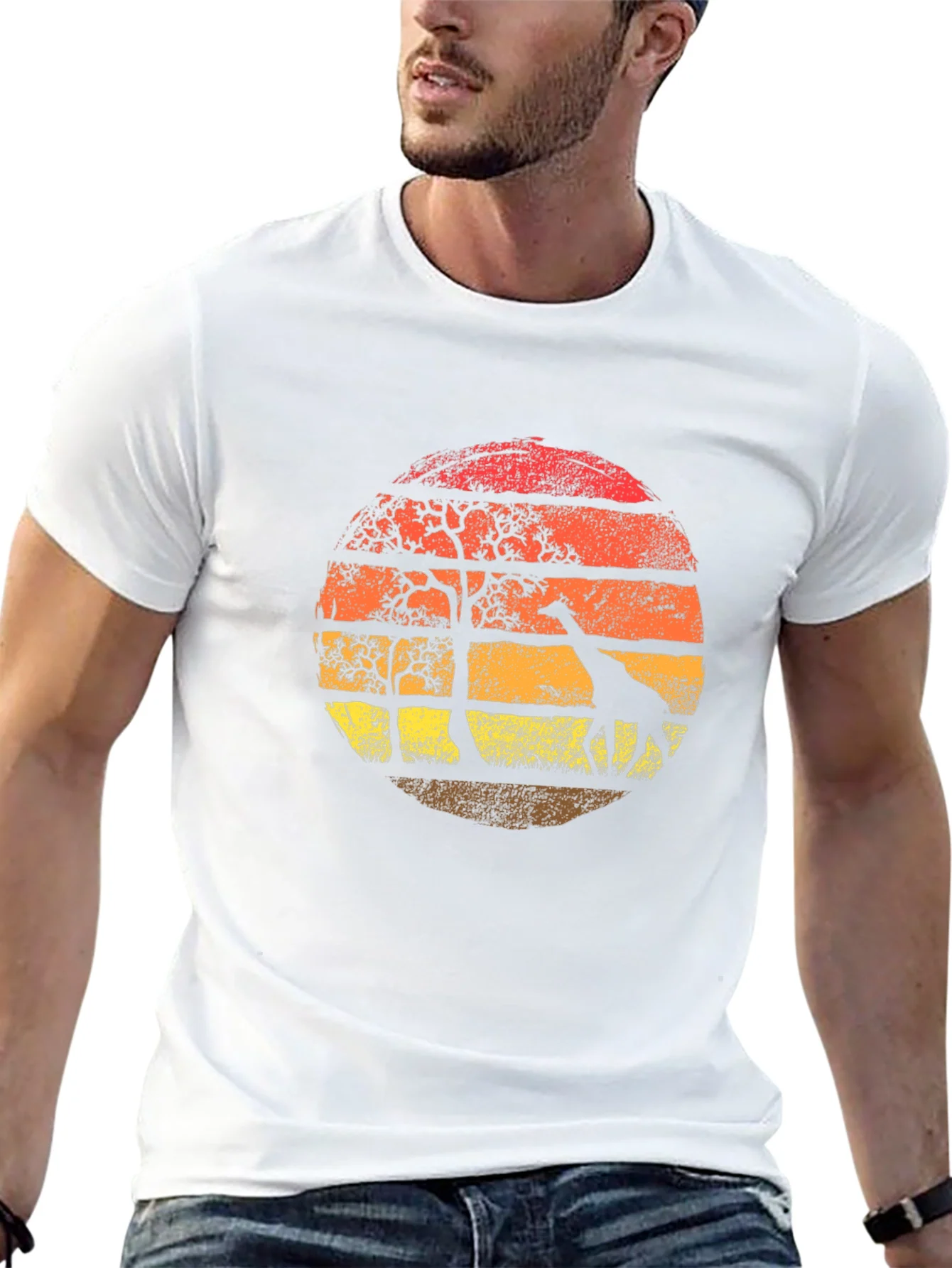 Rebbecca Giraffe Sunset Graphic Tee - Black T-Shirt