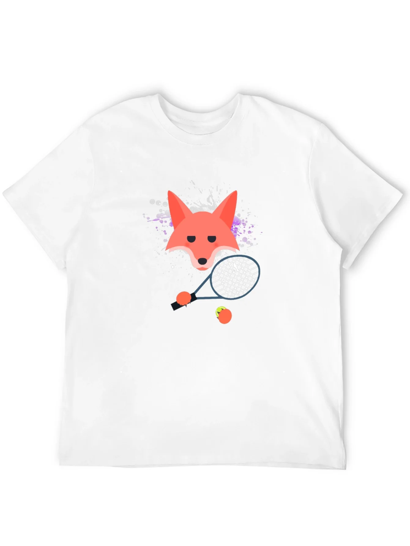 Camiseta Negra con Dise?o de Zorro Tenista