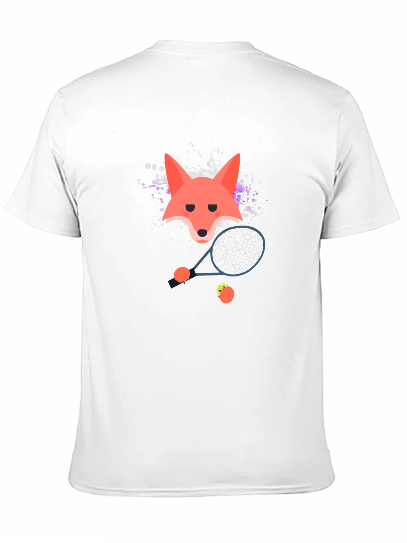 Camiseta Negra con Dise?o de Zorro Tenista