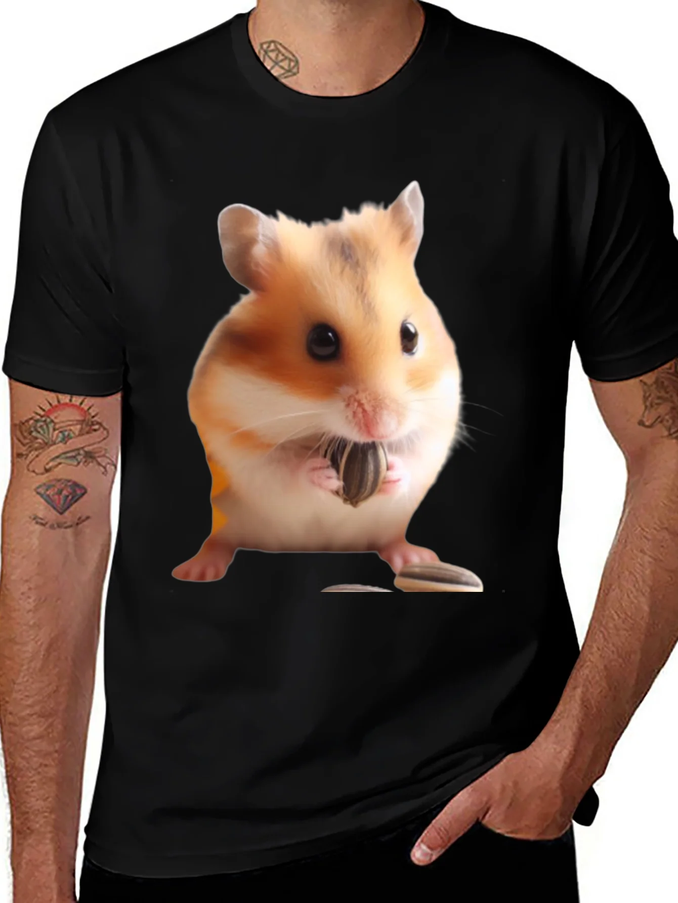 Rebbecca Hamster Seed Graphic T-Shirt Mens Black Tee