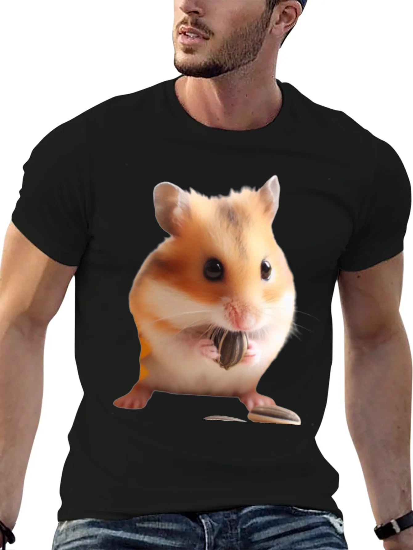 Rebbecca Hamster Seed Graphic T-Shirt Mens Black Tee