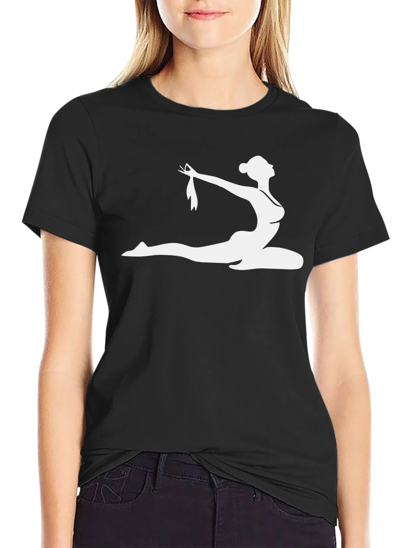 Rebbecca Yoga Pose Graphic T-Shirt - Black Cotton Blend