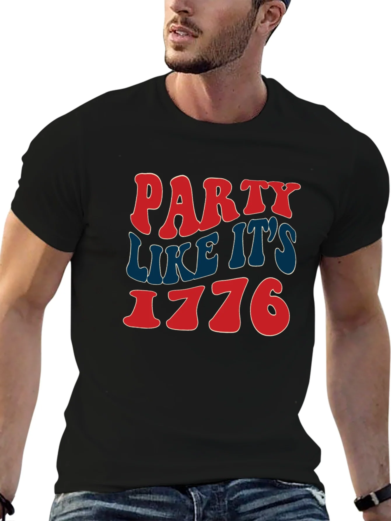 Camiseta Negra: Fiesta Como en 1776
