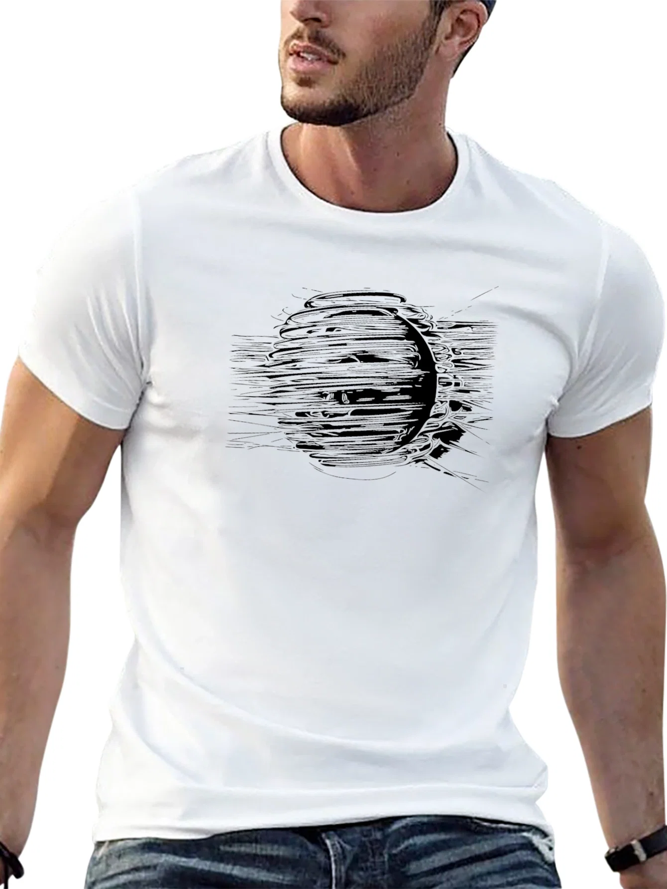 Rebbecca Abstract Graphic Black Crew Neck T-Shirt
