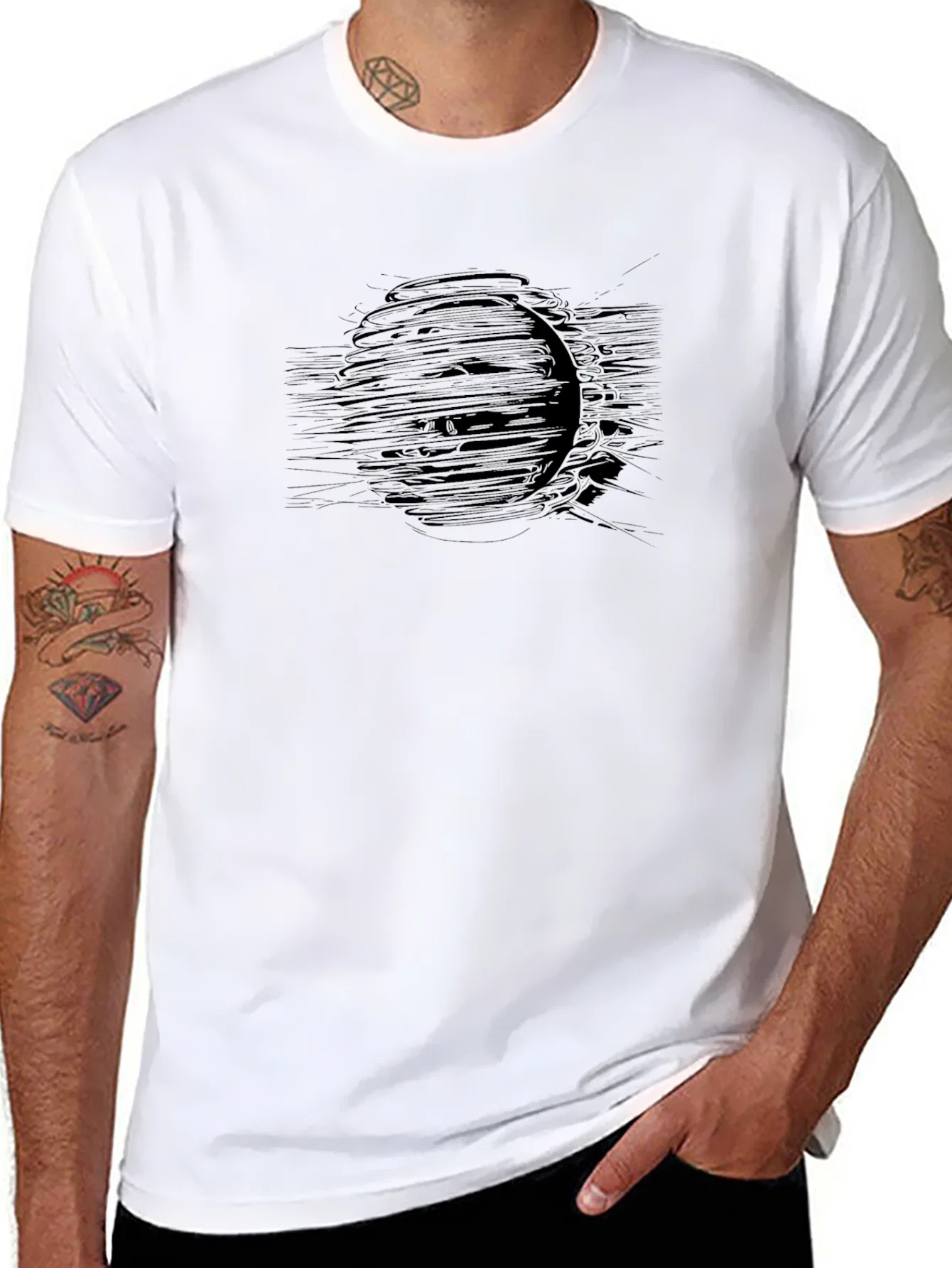 Rebbecca Abstract Graphic Black Crew Neck T-Shirt