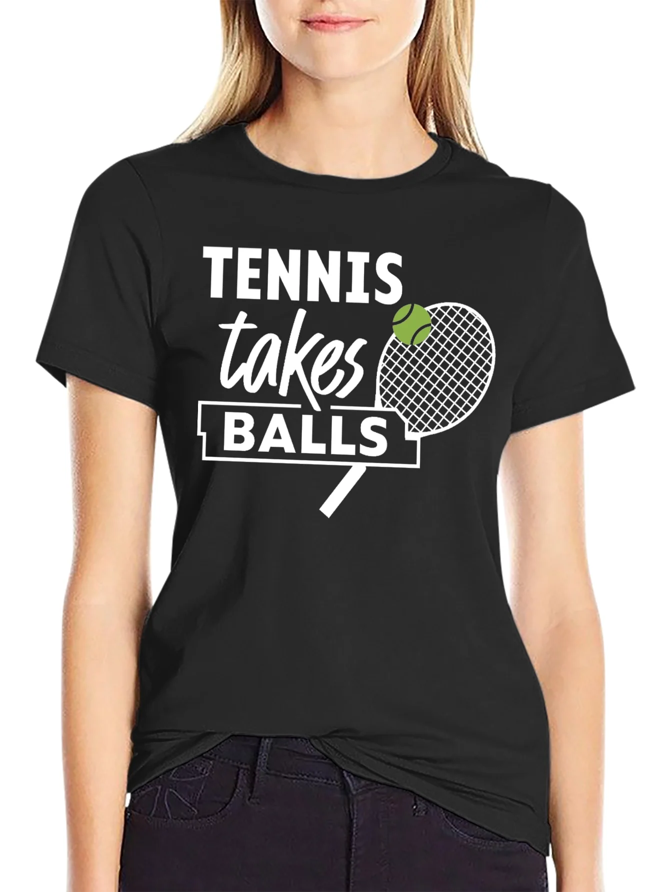 Camiseta Negra Tennis Takes Balls