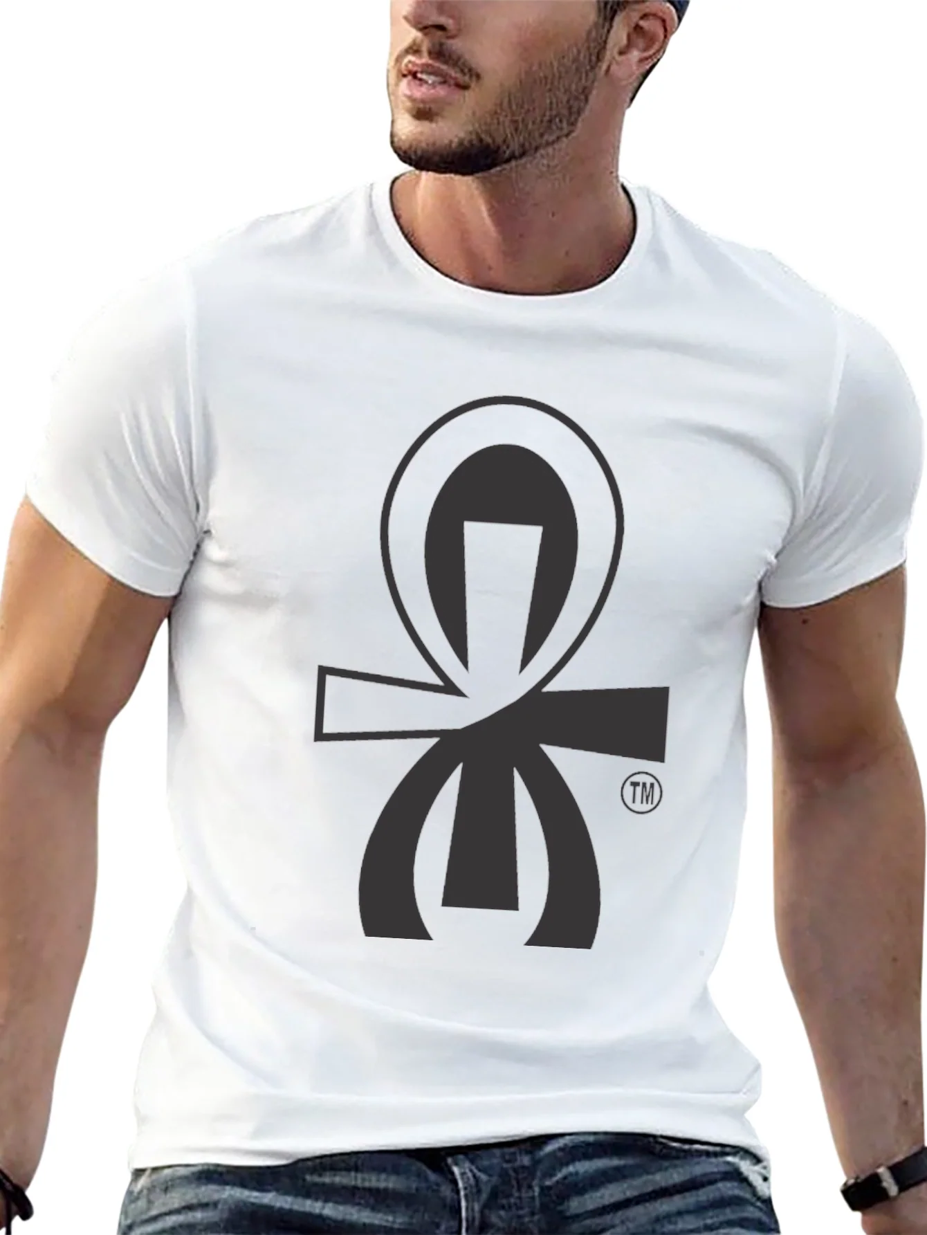 Camiseta Negra con Dise?o Ankh Egipcio