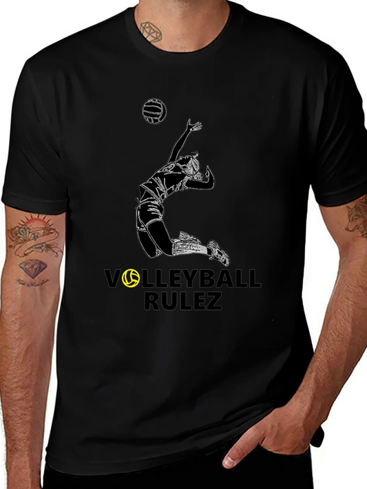 Rebbecca Volleyball Rulez Graphic Tee - Black Cotton T-Shirt