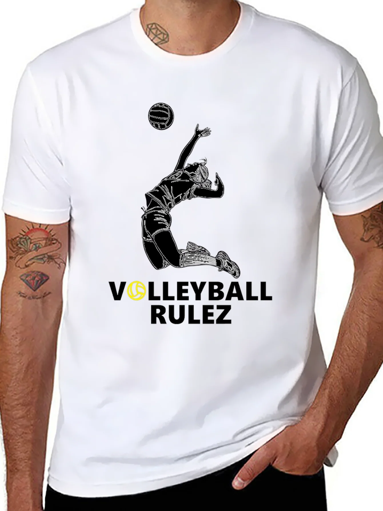 Rebbecca Volleyball Rulez Graphic Tee - Black Cotton T-Shirt