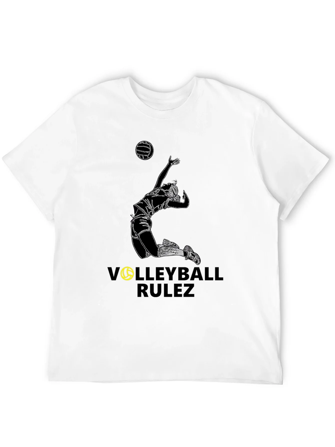 Rebbecca Volleyball Rulez Graphic Tee - Black Cotton T-Shirt