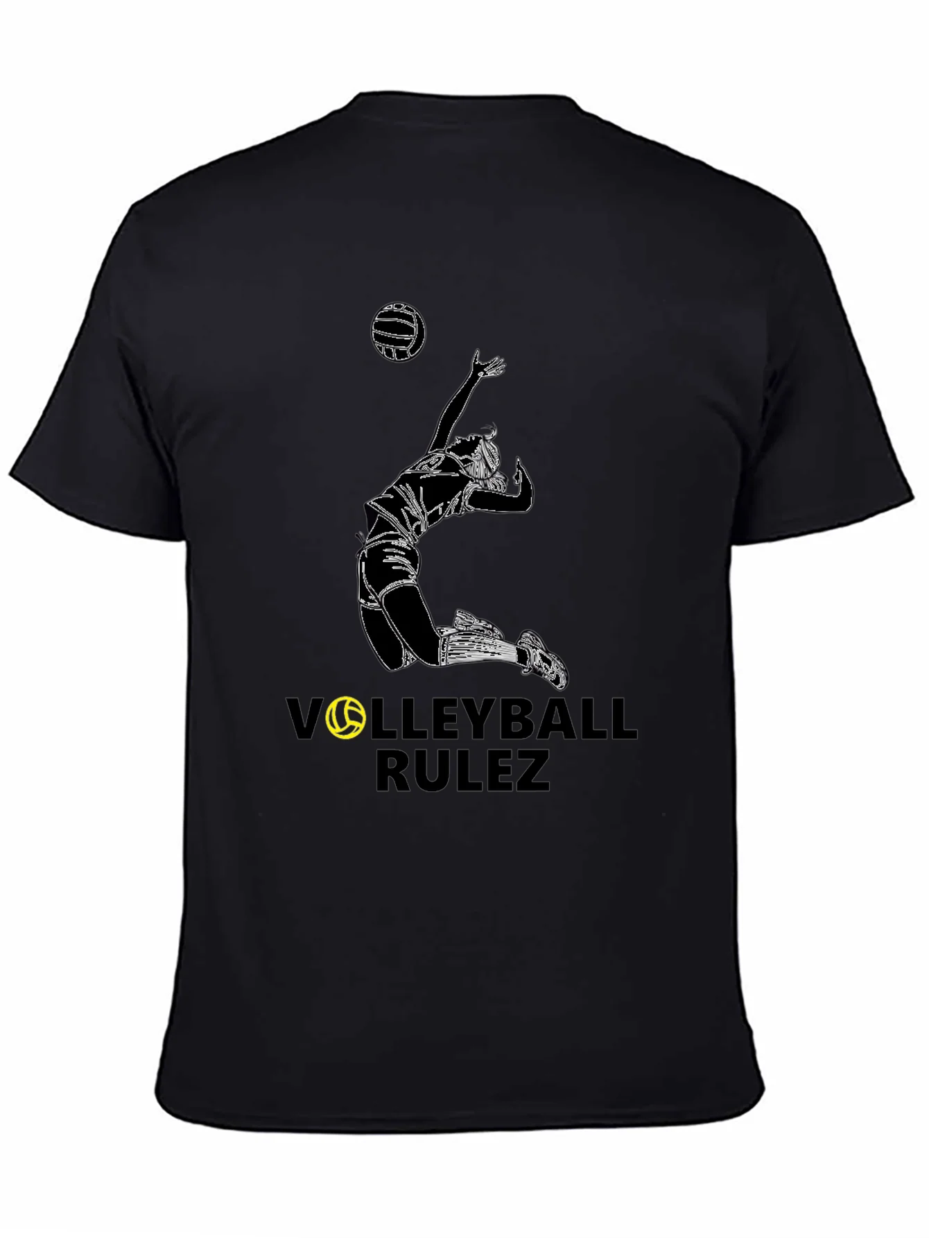 Rebbecca Volleyball Rulez Graphic Tee - Black Cotton T-Shirt