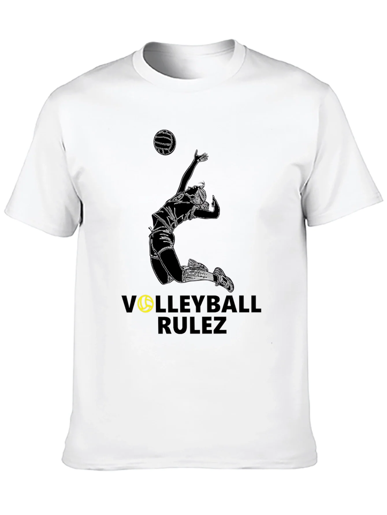 Rebbecca Volleyball Rulez Graphic Tee - Black Cotton T-Shirt