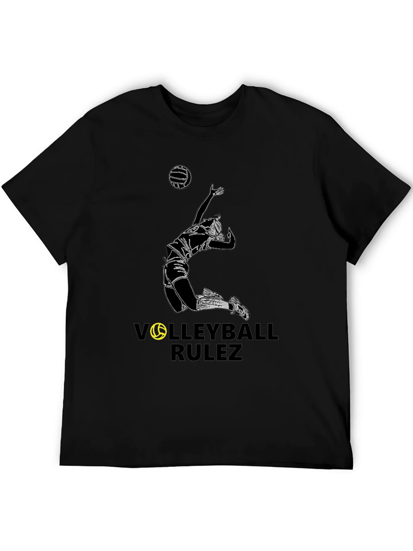 Rebbecca Volleyball Rulez Graphic Tee - Black Cotton T-Shirt