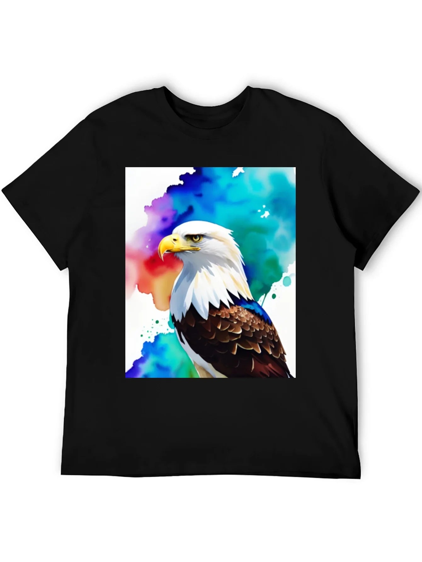 Camiseta Negra con ¨¢guila Americana Acuarela