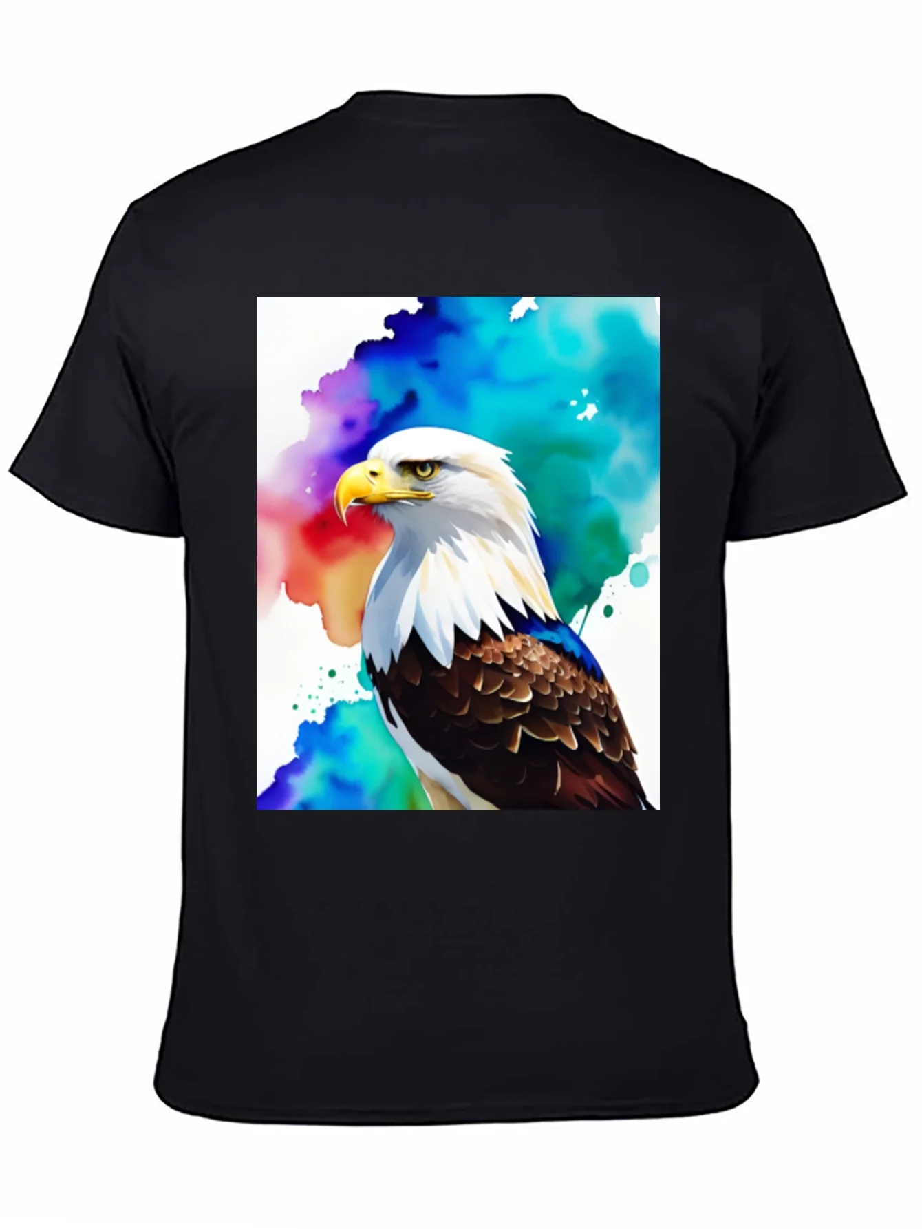 Camiseta Negra con ¨¢guila Americana Acuarela