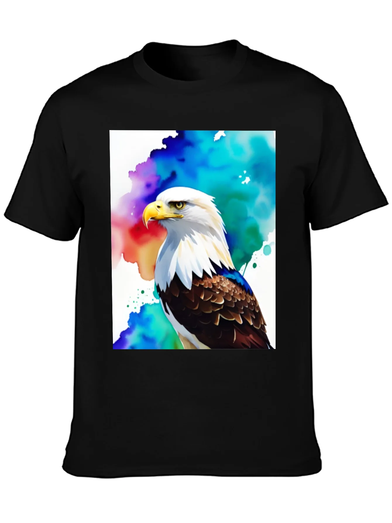 Camiseta Negra con ¨¢guila Americana Acuarela