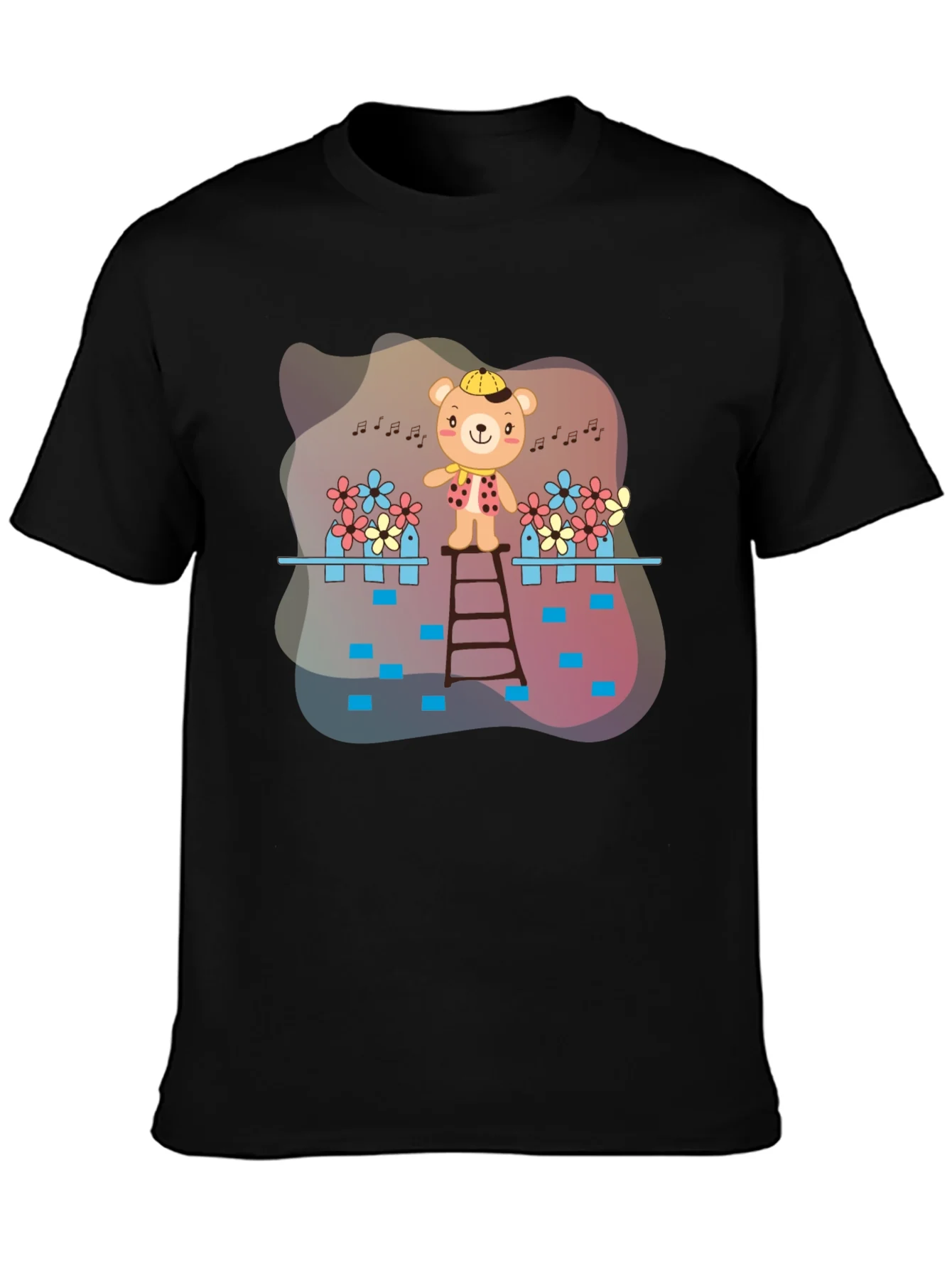 Camiseta Negra con Dise?o de Oso Musical