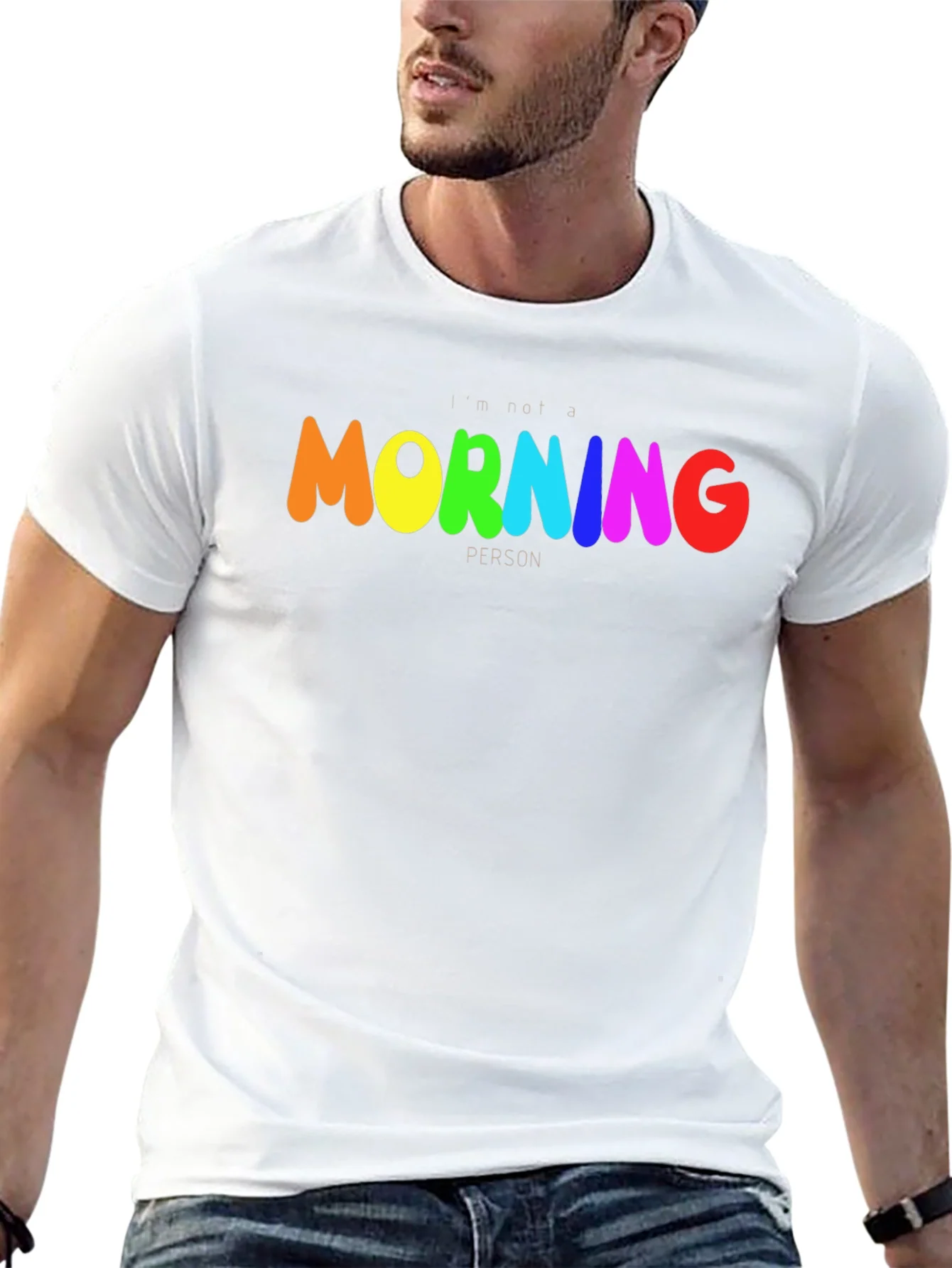 Rebbecca Rainbow Morning Person Graphic Tee - Black