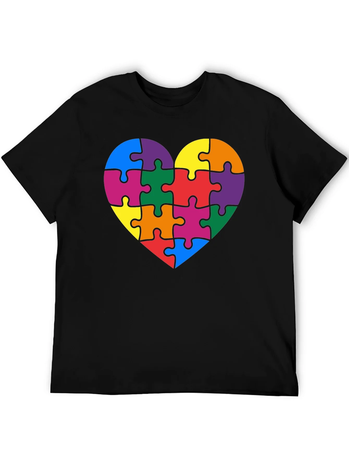 Camiseta Negra Coraz¨®n Puzzle Autismo
