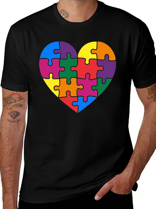 Camiseta Negra Coraz¨®n Puzzle Autismo