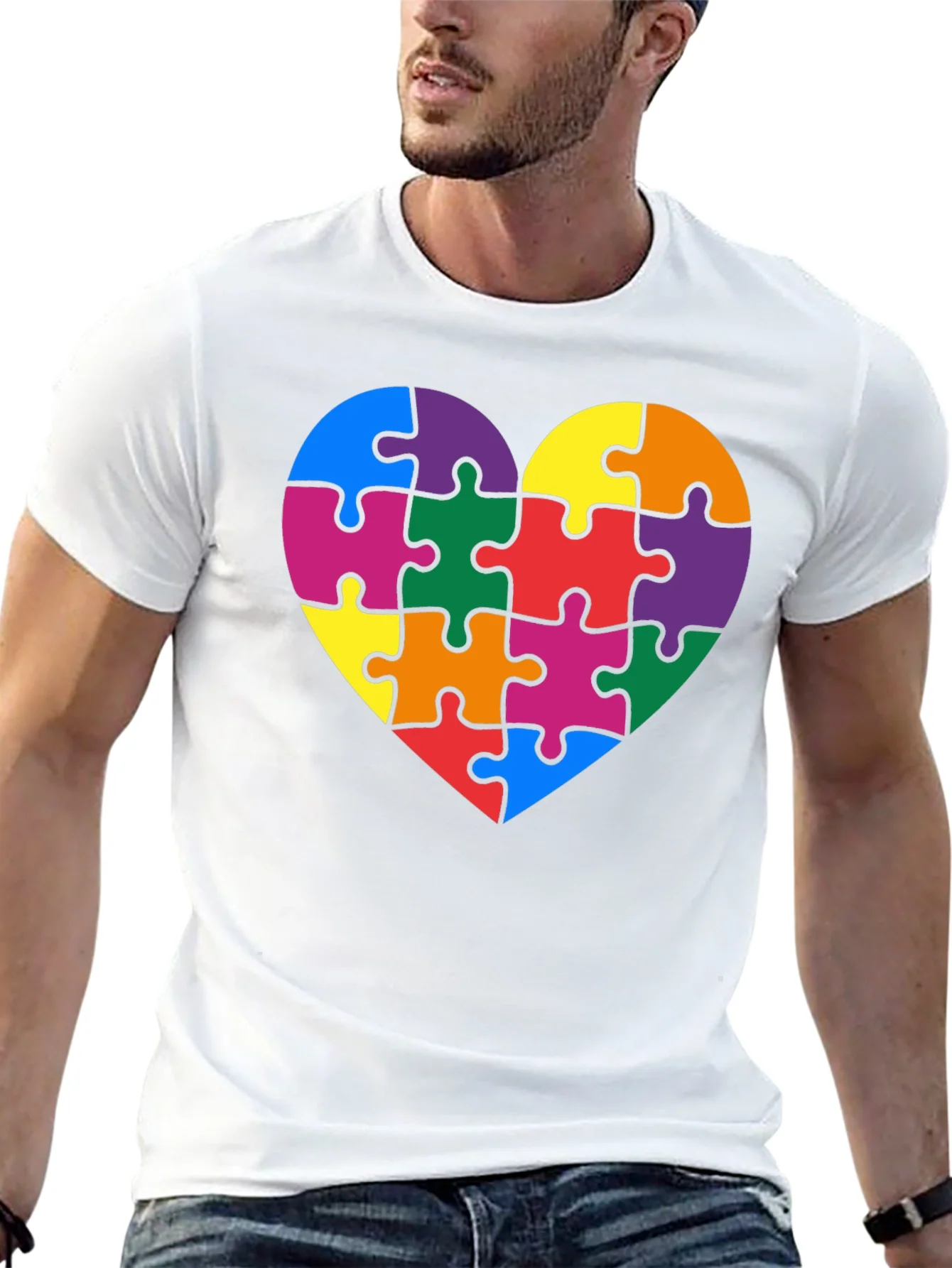 Camiseta Negra Coraz¨®n Puzzle Autismo