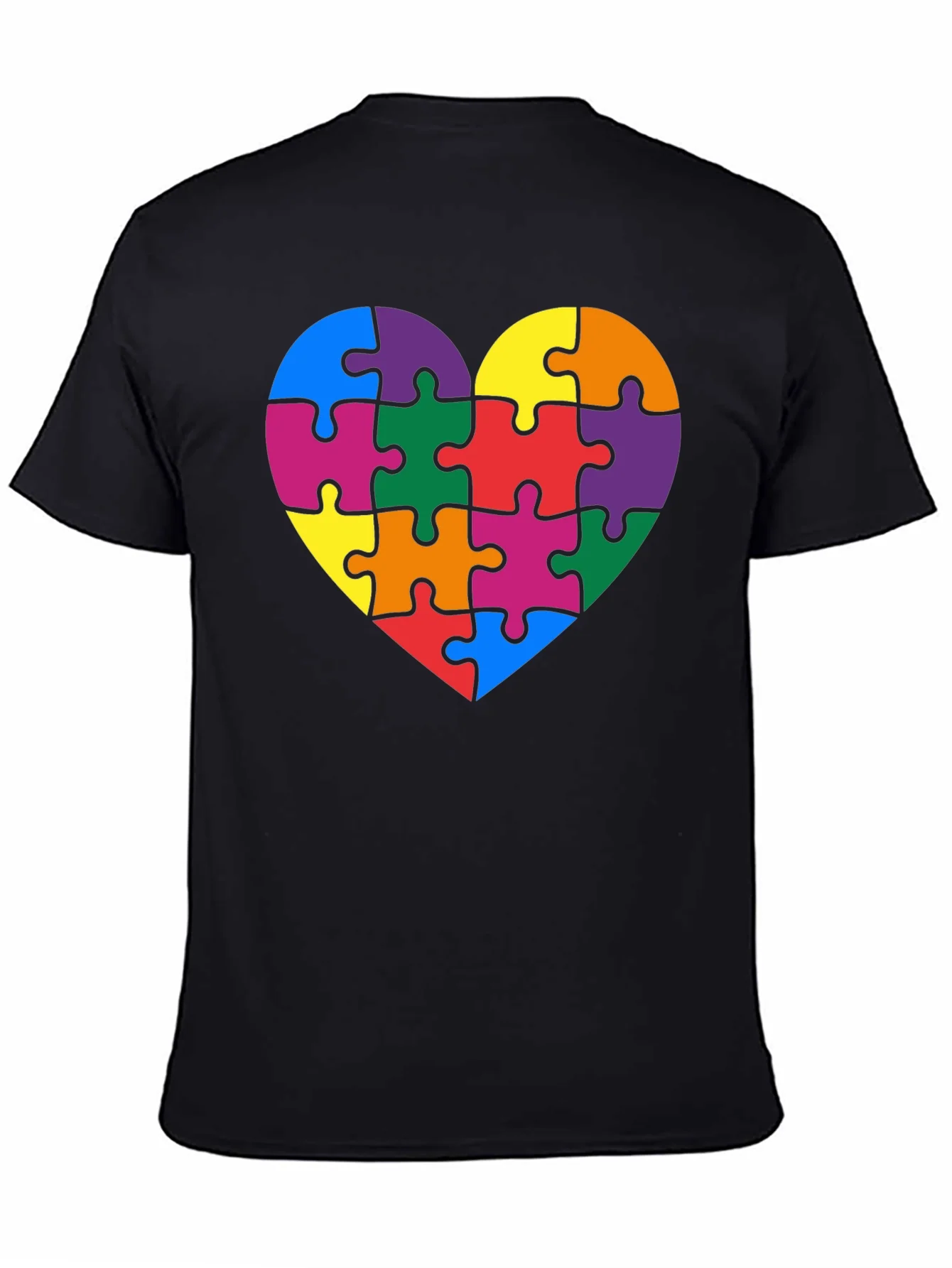 Camiseta Negra Coraz¨®n Puzzle Autismo