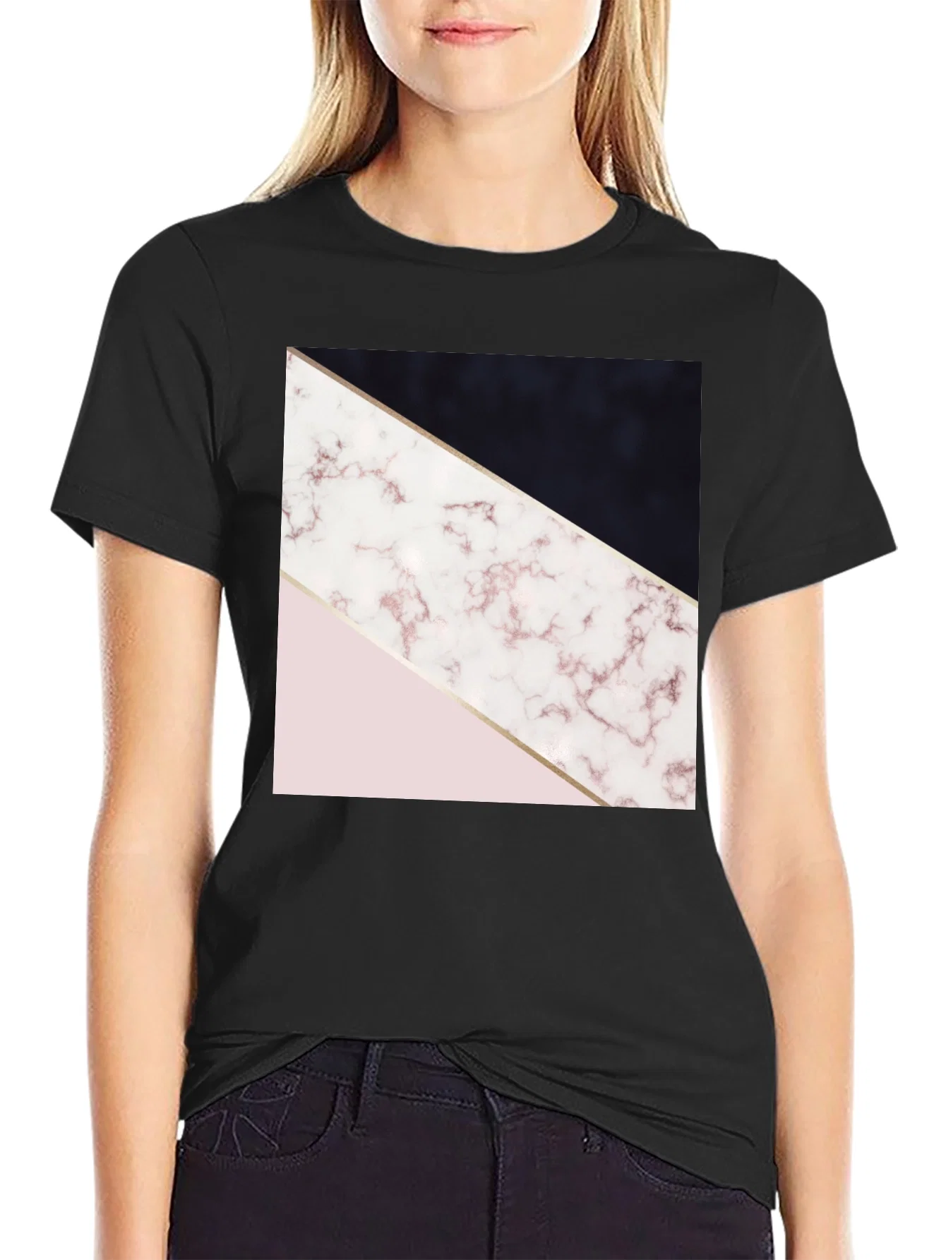 Rebbecca Geometric Marble Print Tee