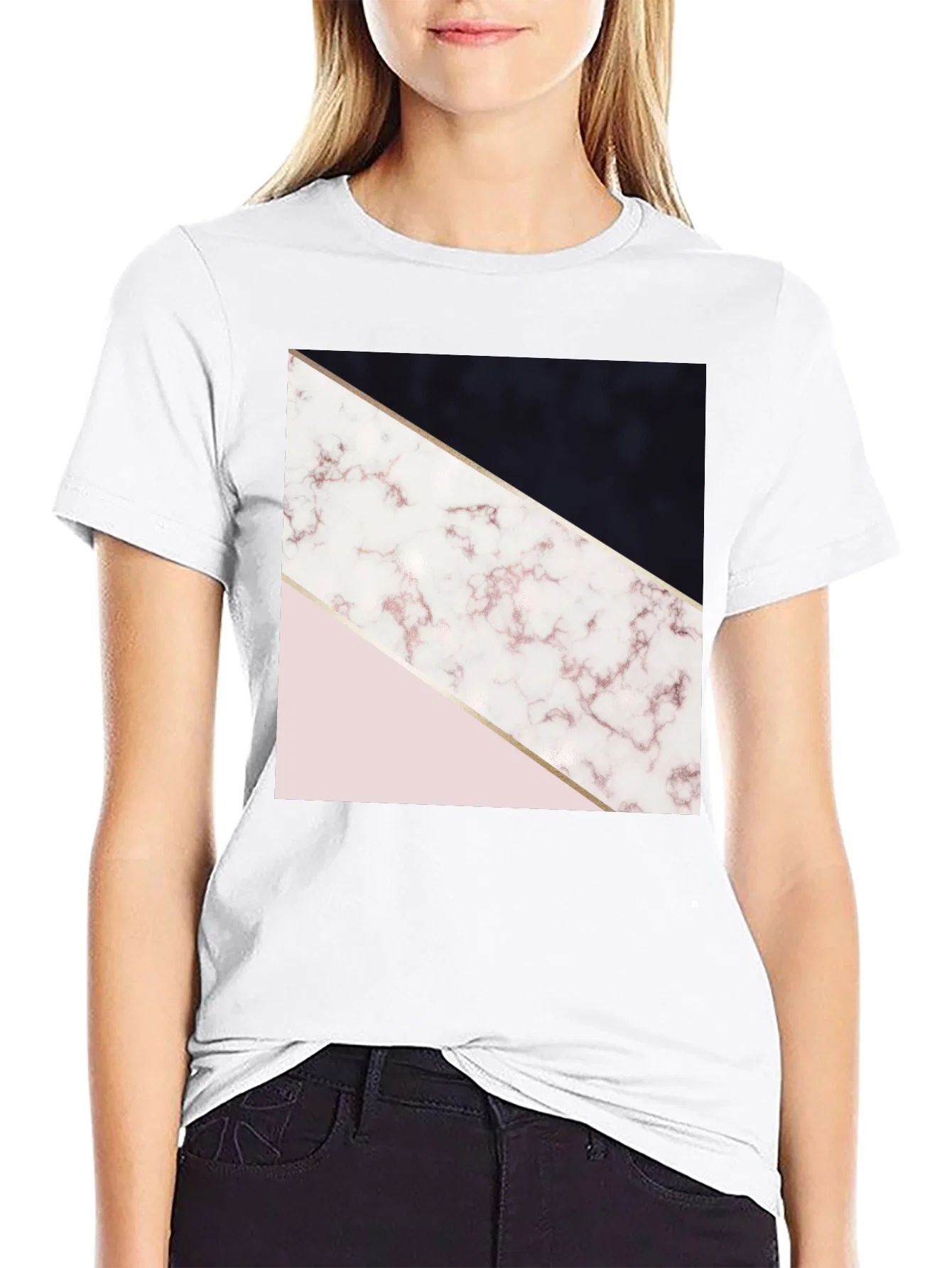 Rebbecca Geometric Marble Print Tee