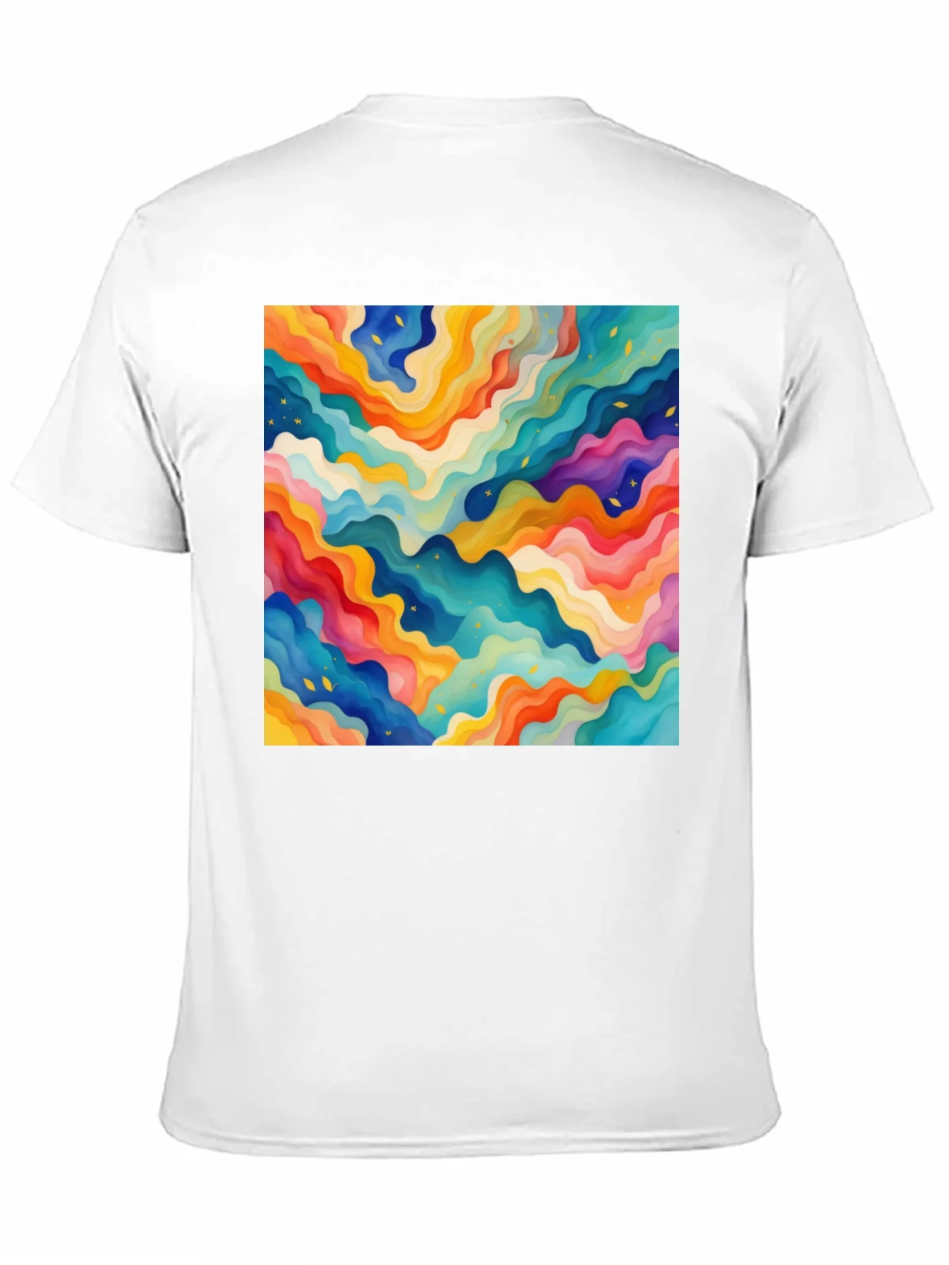 Rebbecca Vibrant Abstract Wave Pattern Black T-Shirt