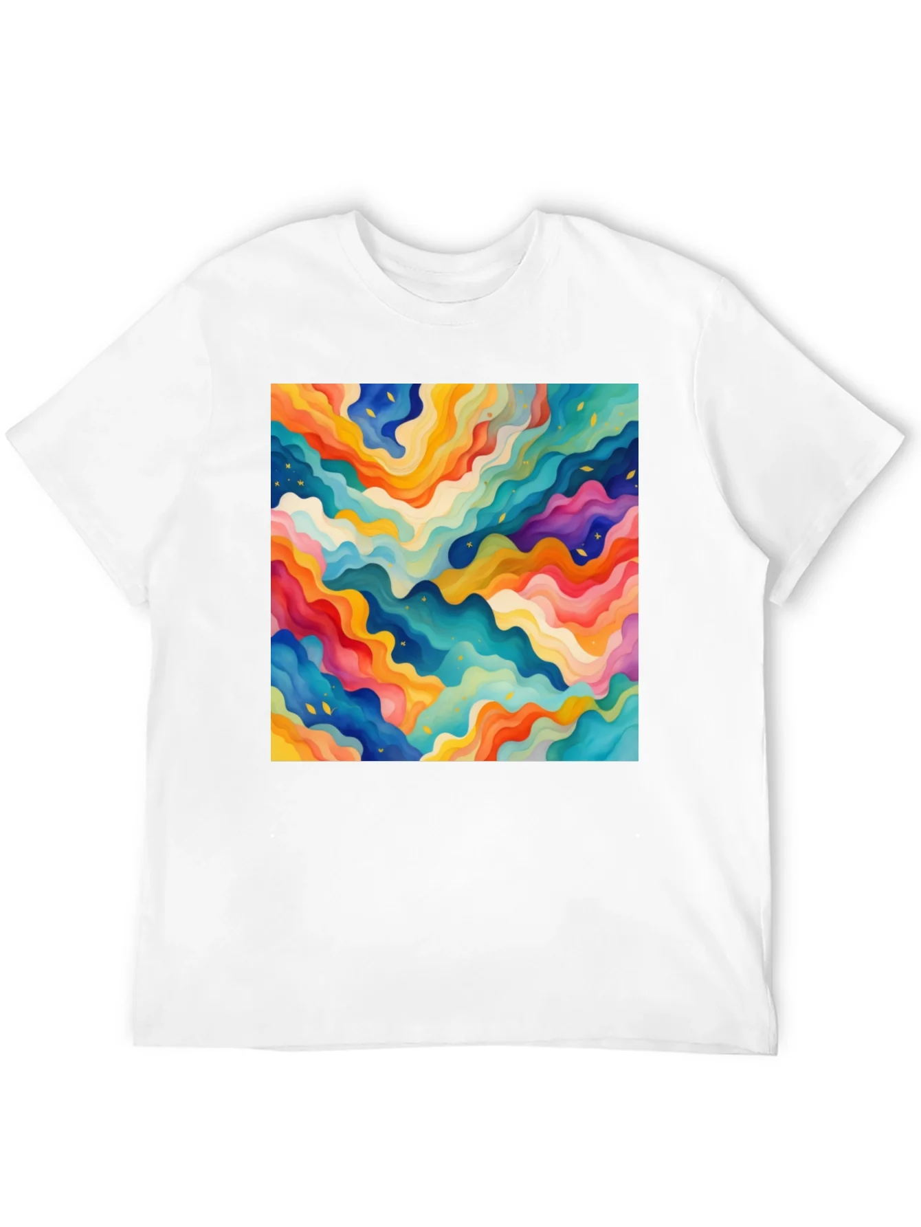 Rebbecca Vibrant Abstract Wave Pattern Black T-Shirt